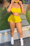 Blue Fashion Sexy Solid Backless Strapless Sleeveless Two Pieces