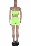 Blue Fashion Sexy Solid Backless Strapless Sleeveless Two Pieces