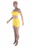 Blue Fashion Sexy Solid Backless Strapless Sleeveless Two Pieces