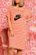 Orange Fashion Casual Striped Letter V Neck Straight Dresses