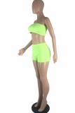 Blue Fashion Sexy Solid Backless Strapless Sleeveless Two Pieces