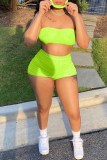 Blue Fashion Sexy Solid Backless Strapless Sleeveless Two Pieces