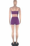 Blue Fashion Sexy Solid Backless Strapless Sleeveless Two Pieces
