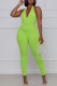 Green Sexy Solid Patchwork Halter Regular Jumpsuits