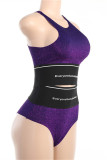 Purple Fashion Casual Letter Print Patchwork O Neck Sleeveless Two Pieces