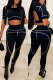 Black Sexy Sportswear Solid Patchwork Backless O Neck Short Sleeve Two Pieces