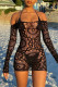 Black Fashion Sexy Solid Hollowed Out See-through Off the Shoulder Long Sleeve Dresses