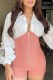 Apricot Fashion Casual Patchwork Hollowed Out Turndown Collar Skinny Romper