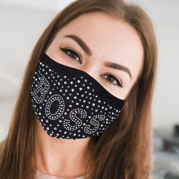 Black Fashion Casual Letter Hot Drill Mask