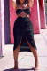 Black Sexy Solid Backless Fold Strapless Sleeveless Two Pieces