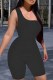 Black Sexy Casual Solid Backless One Shoulder Skinny Rompers