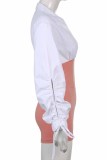 Apricot Fashion Casual Patchwork Hollowed Out Turndown Collar Skinny Romper