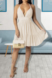 Pink Sexy Solid Patchwork Spaghetti Strap Sling Dress Dresses