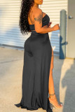 Colorful Blue Sexy Casual Solid Bandage Hollowed Out Asymmetrical Strapless Sleeveless Two Pieces