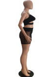 White Sexy Solid Hollowed Out Patchwork See-through Spaghetti Strap Sleeveless Two Pieces