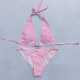Pink Fashion Sexy Letter Bandage Swimwears
