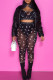 Black Fashion Sexy Solid See-through U Neck Sleeveless Two Pieces
