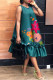 Dark Green Fashion Casual Print Patchwork O Neck Sleeveless Dress