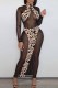Black Fashion Sexy Print Leopard Patchwork See-through Turtleneck Long Sleeve Dresses