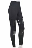 Black Fashion Sexy Solid Lace Patchwork See-through Skinny High Waist Pencil Trousers