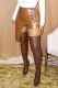 Khaki Fashion Sexy Solid Patchwork Asymmetrical High Waist Straight Solid Color Bottoms