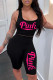 Black Fashion Casual Letter Print Basic U Neck Sleeveless Two Pieces