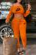 Orange Fashion Sexy Print Letter Off the Shoulder Long Sleeve Two Pieces