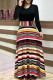 Colour Fashion Casual Print Patchwork O Neck Long Sleeve Dresses