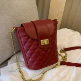 Wine Red Fashion Casual Solid Chain Strap Crossbody Bag