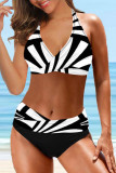 Colour Fashion Sexy Print Bandage Backless Swimwears (With Paddings)