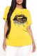 Yellow Fashion Casual Lips Printed Basic O Neck T-Shirts
