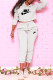 White Fashion Casual Print Letter Hooded Collar Long Sleeve Two Pieces
