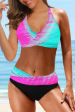 Colour Fashion Sexy Print Bandage Backless Swimwears (With Paddings)