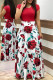 Red Fashion Casual Print Patchwork O Neck Short Sleeve Dress