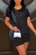 Deep Blue Fashion Casual Print Basic O Neck Short Sleeve Two Pieces