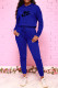 Blue Fashion Casual Print Letter Hooded Collar Long Sleeve Two Pieces
