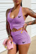 Purple Fashion Sexy Solid Patchwork U Neck Sleeveless Two Pieces
