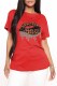 Red Fashion Casual Lips Printed Basic O Neck T-Shirts
