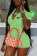 Green Fashion Casual Print Zipper Rompers