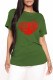 Army Green Fashion Casual Print Basic O Neck T-Shirts