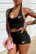 Black Fashion Sexy Solid Patchwork U Neck Sleeveless Two Pieces