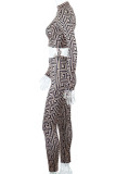 Black Fashion Street Print Patchwork O Neck Long Sleeve Two Pieces