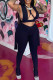 Black Sexy Solid Hollowed Out Patchwork Asymmetrical Asymmetrical Collar Sleeveless Two Pieces