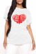 White Fashion Casual Print Basic O Neck T-Shirts