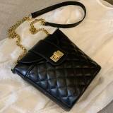 Black Fashion Casual Solid Chain Strap Crossbody Bag