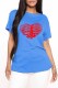 Deep Blue Fashion Casual Print Basic O Neck T-Shirts