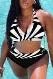 Colour Fashion Sexy Print Bandage Backless Swimwears (With Paddings)