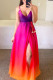 Red Sweet Elegant Print Patchwork Spaghetti Strap Sling Dress Dresses
