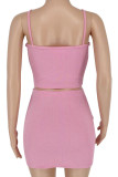 Red Sexy Solid Patchwork Spaghetti Strap Sleeveless Two Pieces