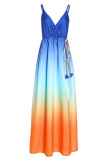 Pink Sweet Elegant Print Patchwork Spaghetti Strap Sling Dress Dresses